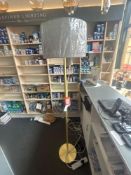 RRP £149.99 - Gold Colour Standing Lamp With Grey Shade