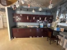 Ex-Display Red Kitchen Units With Countertop - Still attached, buyer to remove.