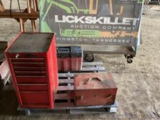 Pallet W/ Tool Chest and Tool Boxes and Assorted Tools