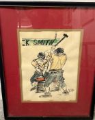 Framed Drawing Signed D. Collins Dated 2-17-72