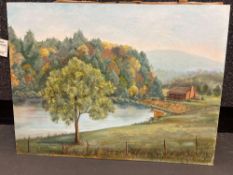 Original Landscape Oil Painting on Canvas Board signed Jean Scott 1983