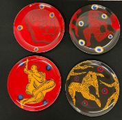 Set of 4 Bernard Limoge Porcelain Plates Signed Grece Audiopure and Marco Del Re
