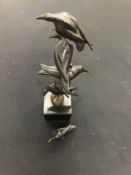 Painted Bronze Crow Sculpture