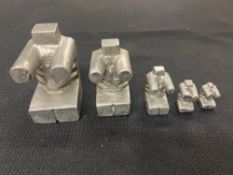 5 Descending Cast Aluminum Abstract Sculptures