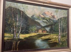 Framed Original Landscape Style Oil Painting signed Konsih