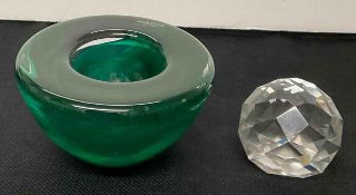 Green Kosta Boda Artless Bowl with Clear Prism Orb