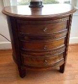 3 Drawer Half Moon Accent Chest with Inlaid Top