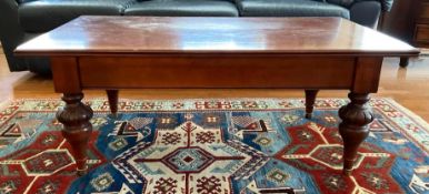 Ethan Allen Single Drawer Solid Wood Coffee Table with Brass Feet