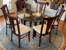 Round Glass Top Dining Table with 6 Chairs