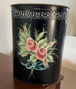 Handpainted Tole Metal Trashcan