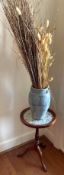 Small Fern Stand with Pottery Vase and Dried Florals