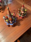 2 Wooden Miniature St. Basil's Cathedral