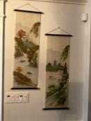 Pair of Rice Paper Hanging Scrolls