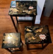 Set of 3 Chinese Lacquered Nesting Tables