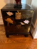 Chinese Lacquer Chinoiserie Scholar's Cabinet on Stand