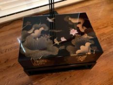 Lacquered Chinoiserie Chest on Stand