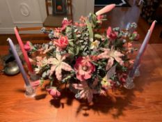 Silk Floral Arrangment in Brass Cachpot