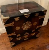 Korean Tansu Style Mahogany and Brass Clad Chest