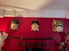 Set of 3 Ceramic Buddha Masks