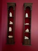 Set of 2 Cubby Shelves featuring Asian Style Figurines