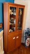Danish Mid Century Teak Glass Lighted Curio Corner Cabinet by Skovby