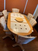 Tile Top Dining Table with 6 Swivel Chairs on Caters