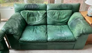 Green Leather Love Seat