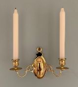 Pair of Brass 2 Candle Wall Sconces