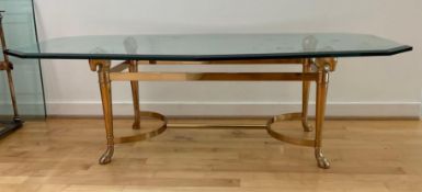 Brass Horse Head Glass Top Coffee Table
