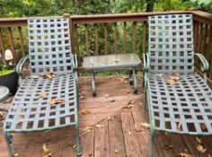 2 Outdoor Lounge Chairs with Side Tables
