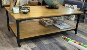 Industrial Style Coffee Table on Casters