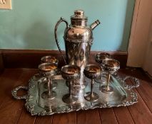 Heyvy Silverplated Cocktail Set with Tray