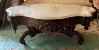 Ornate Victorian Style Marble Top Coffee Table