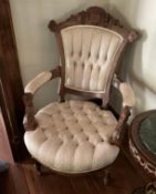John Jeliff Walnut-Carved Victorian Parlor Armchair