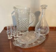 Large Group of Clear Glass Dinnerware