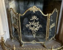 Mid Century French Louis XV Neoclassical Trifold Fireplace Screen