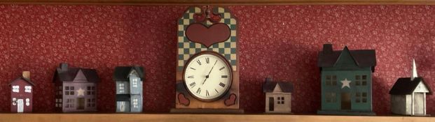 Primitive Kitchen Clock with 6 Houses