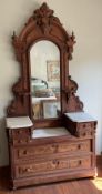 Renaissance Revival Walnut Dresser with Mirror