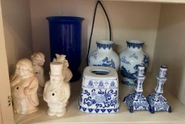 Pair of Blue and White Urns