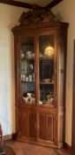 Large Ornate Cherry Corner Cabinet