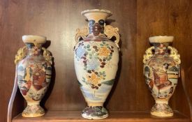 Group of 3 Hand Painted Urns