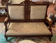 Ornately Carved Victorian Settee