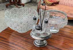Silver Plate and Glass Cruet Set