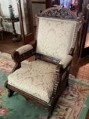 Ornately Carved Victorian Style Platform Chair