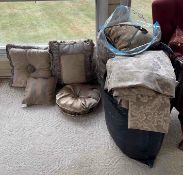 Group of Throw Pillows and Draperies