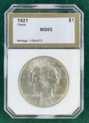 1921 Peace Dollar MS 65