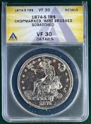 1874 S US Trade Dollar VF 30