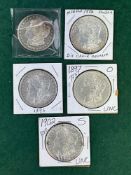 5 Morgan Silver Dollars
