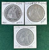 3 Seated Liberty Dollars