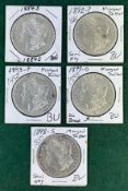 5 Morgan Silver Dollars